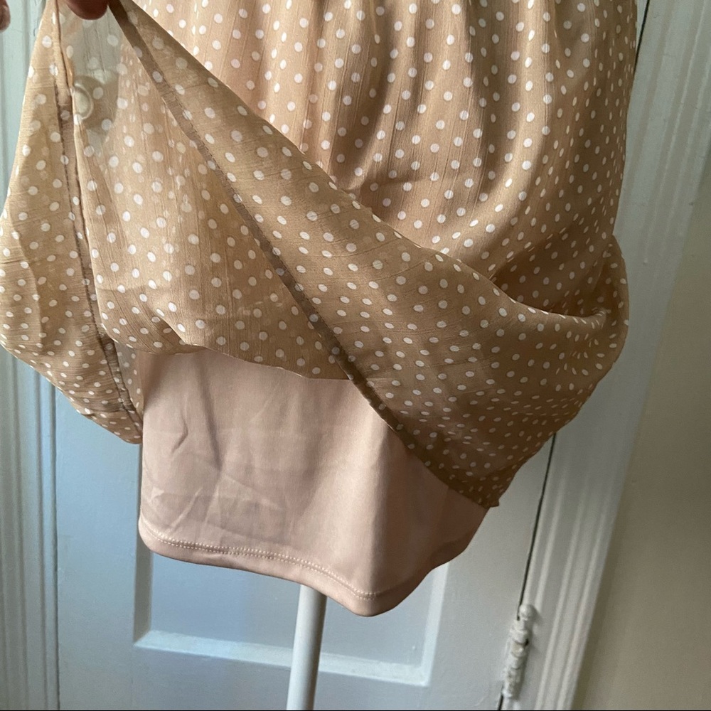 Cute tan and white polka dot summer dress - Picture 7 of 7